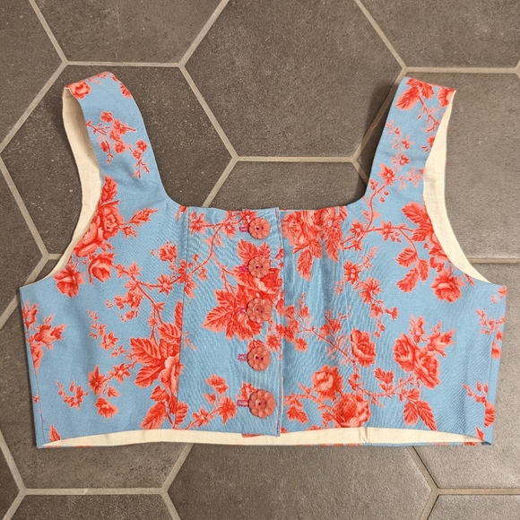 CROPPED TOP made from a vintage tablecloth S - Picture 8 of 10